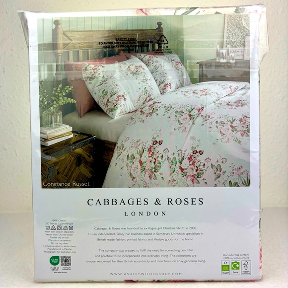 Cabbages & Roses KING Constance Russet Floral Duvet Cover Set Shams Multicolor - Picture 4 of 10